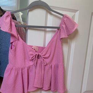 Urban Outfitters Pink Textured Blouse